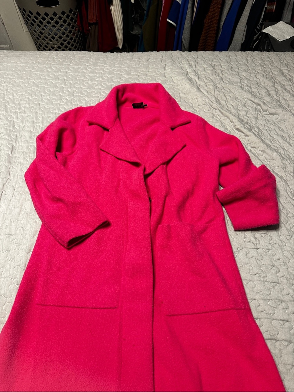 Classic Open-Front Trench Coat in Vibrant Hot Pink